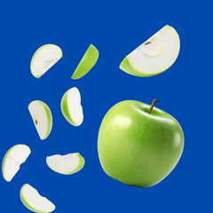 A picture of green apples on a dark blue background meant to represent Hypothermias Green Apple Dye-Free Shaved Ice Syrup made with pure cane sugar and no corn syrup, small-batch crafted in Tucson, AZ, perfect for snow cones.