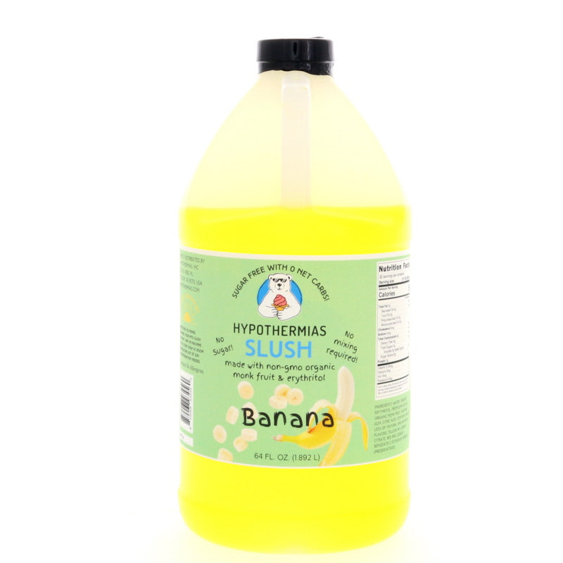 Hypothermias Banana Sugar-Free Slush Syrup, keto-friendly and crafted with organic monk fruit.