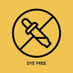 Dye-free icon with dropper crossed out - symbol for no artificial dyes or color additives, suitable for natural and dye-free products