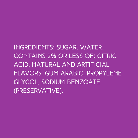 Ingredients of Hypothermias Dye-FREE Spearmint Slush made from pure cane sugar, no corn syrup and free of dyes.